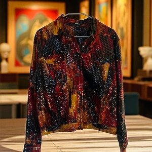 Elementz Fabulous, Multicolor Sequin Jean Jacket